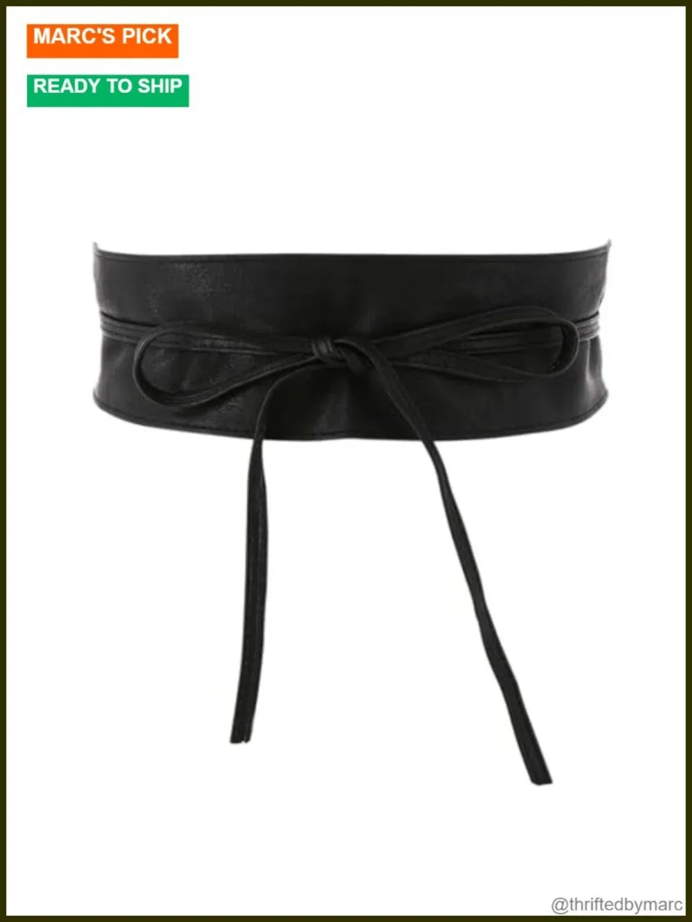 PU Leather Wide Waistband Obi Belt with Lace-Up Closure